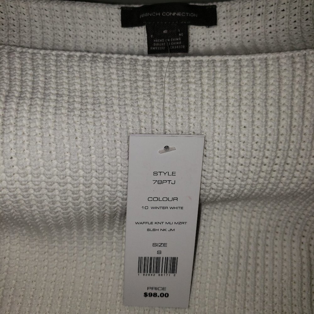 French Connection Waffle Knit White Sweater - Picture 5 of 8